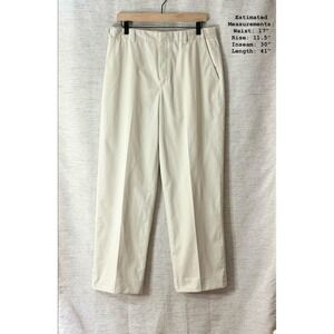 LL Bean Mens Comfort Waist Chino Pants Light Beige Flat Front Relaxed Fit Sz: 34